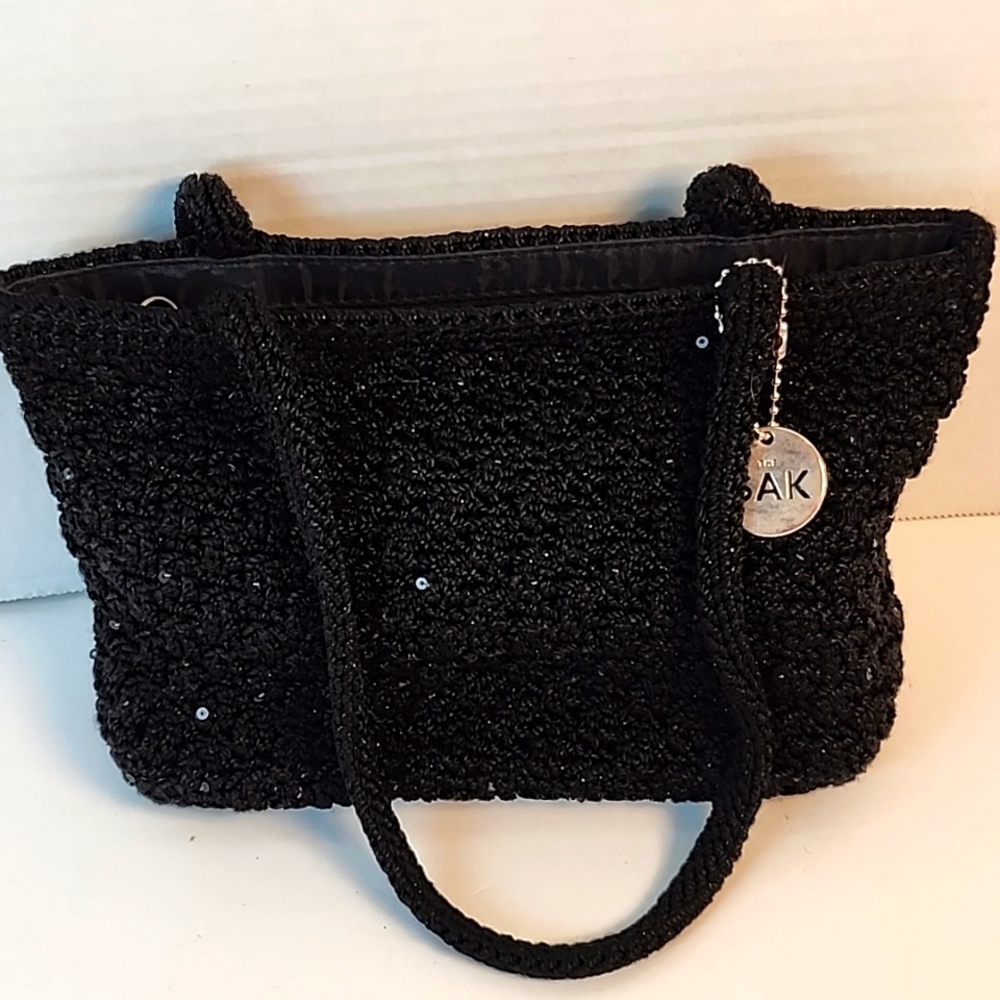 The Sak - black crochet handbag with sequins